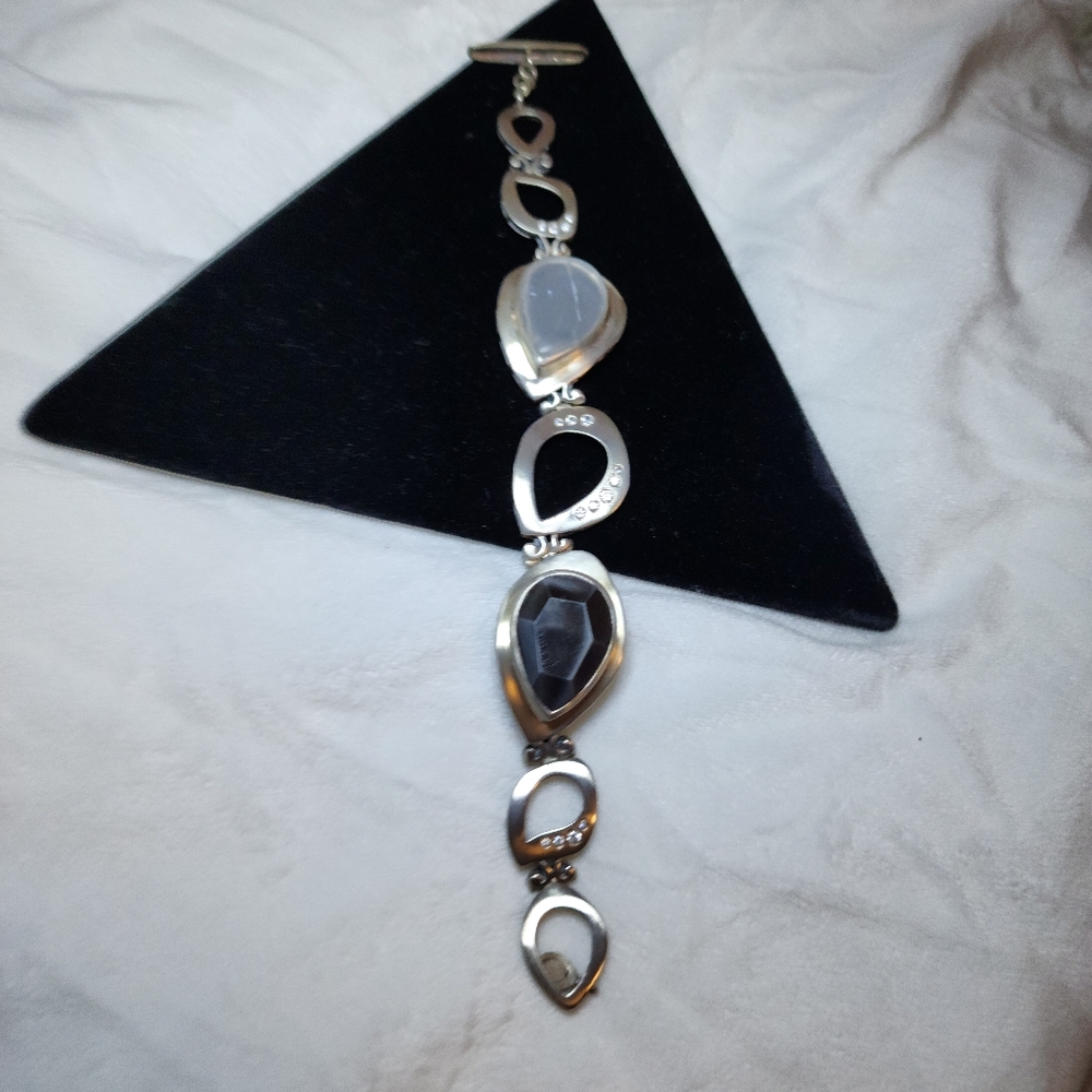 Silpada .925 Sterling Silver, White Crystel, Black Onyx Bracelet.